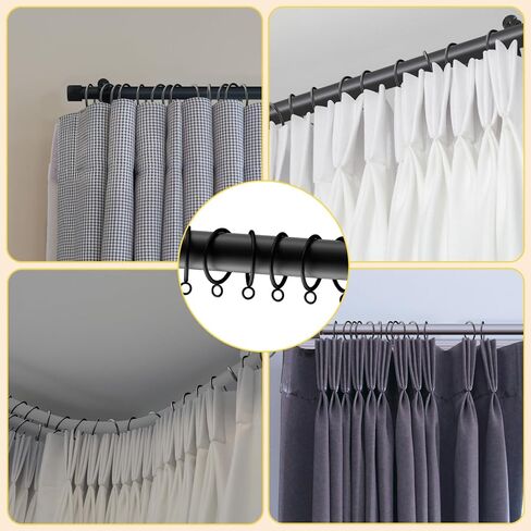 14 Pack Curtain Rings with Eyelets Metal Drapery Ring for Curtain Hook Pins (Black,1.4 inch Inner Diameter) in Saudi Arabia