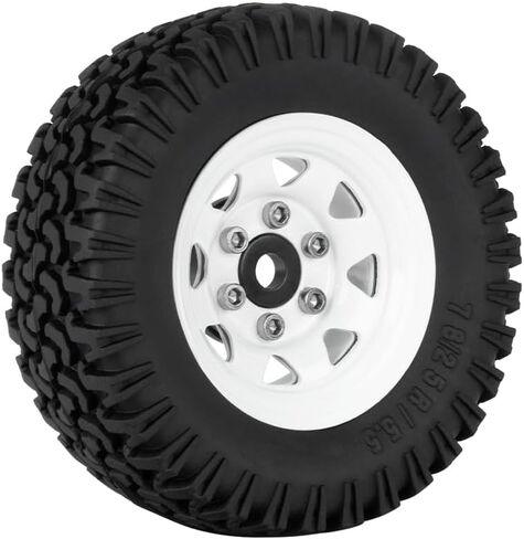 4PCS RC Car Tyre and Wheel Set,WONFAST 1.55 inch Beadlock Aluminum Alloy Metal Wheel Rim Rubber Tire 76mm for 1:10 RC Crawler Car for Tamiya CC01 CC02 LC70 JIMNY Axial AX90069 D90 TF2 (White) in Saudi Arabia