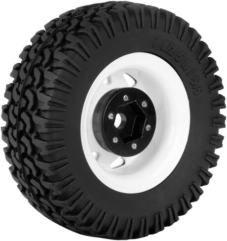 4PCS RC Car Tyre and Wheel Set,WONFAST 1.55 inch Beadlock Aluminum Alloy Metal Wheel Rim Rubber Tire 76mm for 1:10 RC Crawler Car for Tamiya CC01 CC02 LC70 JIMNY Axial AX90069 D90 TF2 (White) in Saudi Arabia