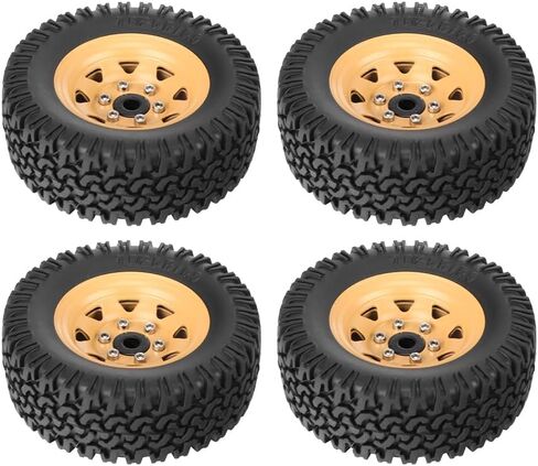 4PCS RC Car Tyre and Wheel Set,WONFAST 1.55 inch Beadlock Aluminum Alloy Metal Wheel Rim Rubber Tire 76mm for 1:10 RC Crawler Car for Tamiya CC01 CC02 LC70 JIMNY Axial AX90069 D90 TF2 (White) in Saudi Arabia