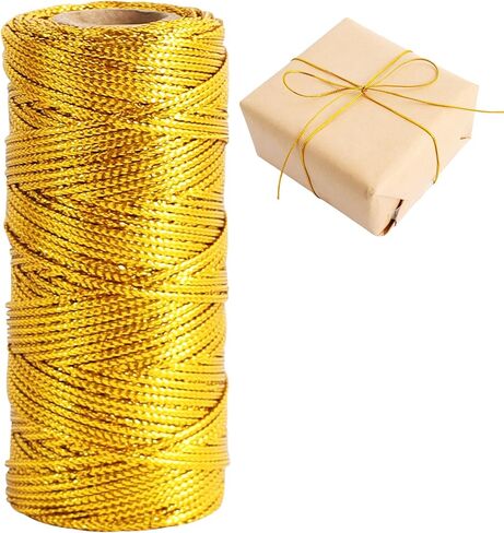 TONIFUL 110Yards 2mm Metallic Gold Twine Decorative Baker String,Gold Packing Cord for Crafts,DIY Tags,Gift Wrapping,Ornaments Hanging,Christmas Present Decoration in Kuwait