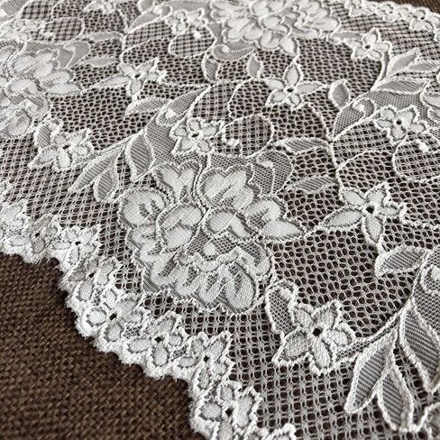 Olive Lace 7 inches Wide White Stretchy lace with Floral Pattern for Bridal Wedding Decorations, Sewing DIY Making and DIY Crafts- 5 Yards (6128 White) in Saudi Arabia