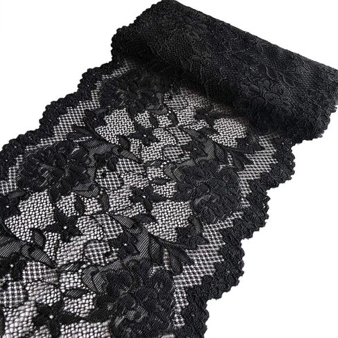 Olive Lace 7 inches Wide White Stretchy lace with Floral Pattern for Bridal Wedding Decorations, Sewing DIY Making and DIY Crafts- 5 Yards (6128 White) in Saudi Arabia