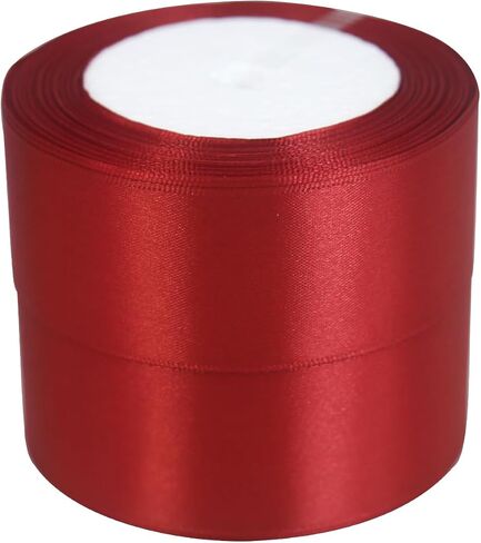 Satin Ribbon 1-1/2 inch for Gift Wrapping 50 Yards Fabric Ribbon for Christmas Silk Floral Ribbon Wedding Party Wreath Decorative Ribbon for Sewing-Binding-Bow Supplies (48 Deep Red) in Saudi Arabia