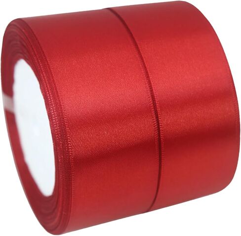 Satin Ribbon 1-1/2 inch for Gift Wrapping 50 Yards Fabric Ribbon for Christmas Silk Floral Ribbon Wedding Party Wreath Decorative Ribbon for Sewing-Binding-Bow Supplies (48 Deep Red) in Saudi Arabia