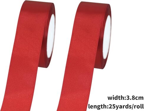 Satin Ribbon 1-1/2 inch for Gift Wrapping 50 Yards Fabric Ribbon for Christmas Silk Floral Ribbon Wedding Party Wreath Decorative Ribbon for Sewing-Binding-Bow Supplies (48 Deep Red) in Saudi Arabia