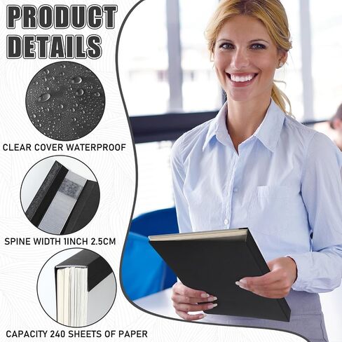 10 Pcs Thermal Binding Covers, 8.5 x 11 Inch Letter Size, 1 Inch Spine Holds 240 Sheets, Clear Front Paper Back Report Cover Suitable for Schools Offices Presentation(Black) in Saudi Arabia