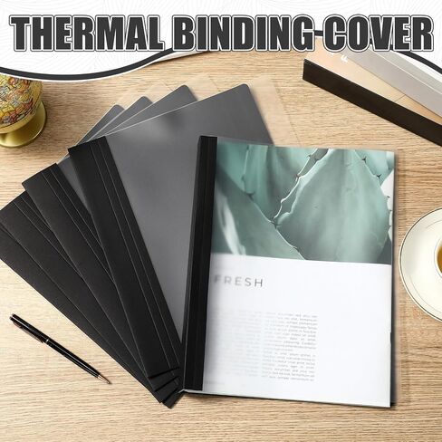 10 Pcs Thermal Binding Covers, 8.5 x 11 Inch Letter Size, 1 Inch Spine Holds 240 Sheets, Clear Front Paper Back Report Cover Suitable for Schools Offices Presentation(Black) in Saudi Arabia