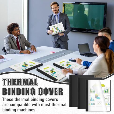 10 Pcs Thermal Binding Covers, 8.5 x 11 Inch Letter Size, 1 Inch Spine Holds 240 Sheets, Clear Front Paper Back Report Cover Suitable for Schools Offices Presentation(Black) in Saudi Arabia