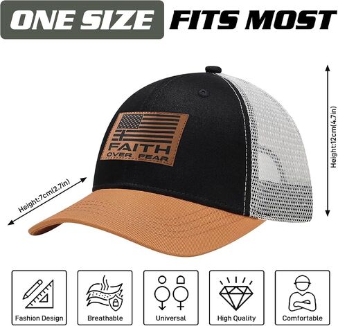 Faith Over Fear Hat with Leather Baseball Cap for Men Boy Gifts for Dad Cross Hats Christian Trucker Caps in Saudi Arabia