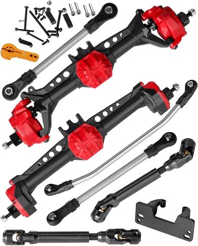 RC البلاستيكية من نايلون بوابة محاور وأعمدة محرك أقراص ترقيات لجزء من AXIA1 SCX10 SCX10 II ، السكن الخلفي الأمامي مع المحامل المعدنية مع تروس الصلب وأعمار القيادة 2PC ، الأحمر ، الأحمر in Kuwait