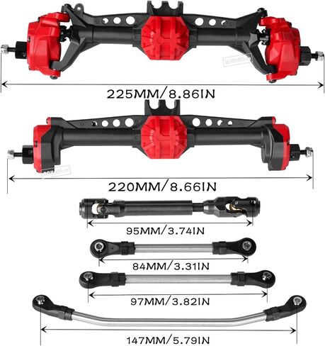 RC البلاستيكية من نايلون بوابة محاور وأعمدة محرك أقراص ترقيات لجزء من AXIA1 SCX10 SCX10 II ، السكن الخلفي الأمامي مع المحامل المعدنية مع تروس الصلب وأعمار القيادة 2PC ، الأحمر ، الأحمر in Kuwait