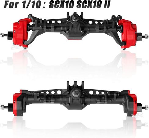 RC Plastic Nylon Portal Axles & Drive Shafts Upgrades Part for Axia1 SCX10 SCX10 II,Front Rear Axle Housing w/Steel Gears Metal Bearings & 2pcs Driveshafts,Red in Saudi Arabia
