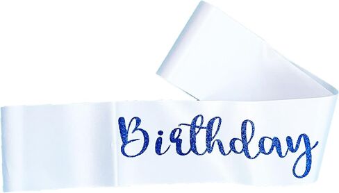 10Pcs Birthday Squad Sash Blue Glitter White Satin Sashes Funny Birthday Sashes Birthday Party Supplies Gifts in Kuwait