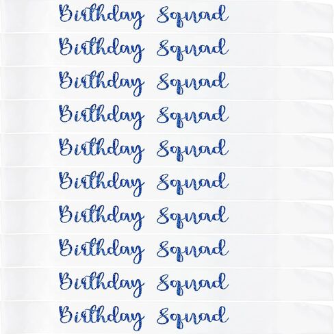 10Pcs Birthday Squad Sash Blue Glitter White Satin Sashes Funny Birthday Sashes Birthday Party Supplies Gifts in Kuwait