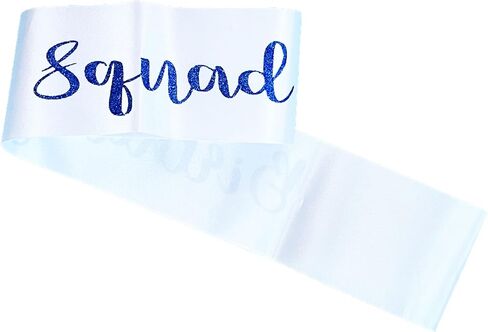 10Pcs Birthday Squad Sash Blue Glitter White Satin Sashes Funny Birthday Sashes Birthday Party Supplies Gifts in Kuwait