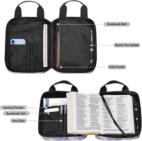Large Bible Cover-Polyester Bible Cases for Women-Bible Bag Girls Bible Cover with Handle Zippered Pocket Pen Slots in Saudi Arabia