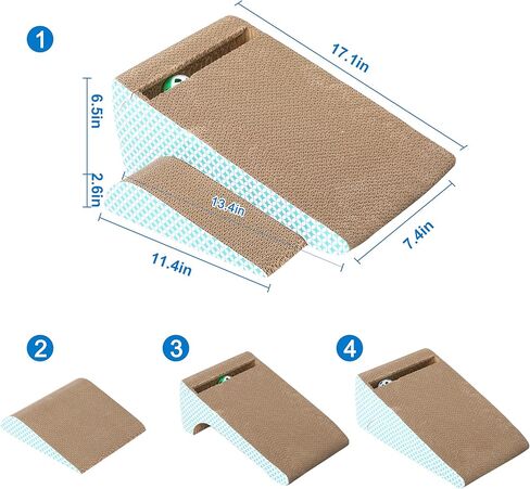 FluffyDream Cat Scratcher Cardboard Lounge Bed with Bell Ball Toy in Kuwait