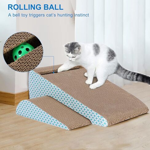 FluffyDream Cat Scratcher Cardboard Lounge Bed with Bell Ball Toy in Kuwait
