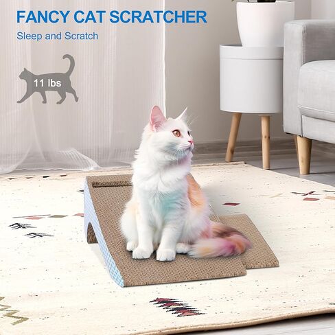 FluffyDream Cat Scratcher Cardboard Lounge Bed with Bell Ball Toy in Kuwait