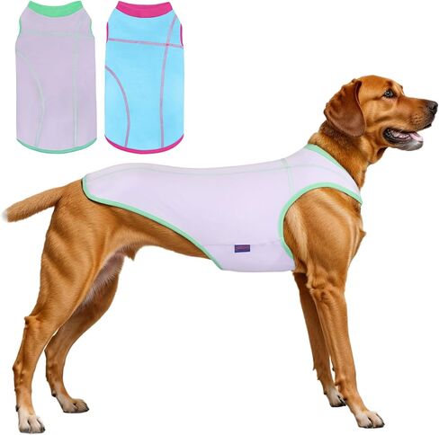 2 Pack Dog Summer Clothes Color Blocking Dogs' Shirts for Medium/Large Dogs Stretchable Cooling Vest Breathable Sun Protection Shirt Pet Tank Top Fashion & Bright Color for Boys and Girls in Saudi Arabia