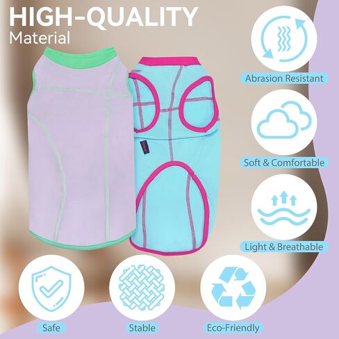 2 Pack Dog Summer Clothes Color Blocking Dogs' Shirts for Medium/Large Dogs Stretchable Cooling Vest Breathable Sun Protection Shirt Pet Tank Top Fashion & Bright Color for Boys and Girls in Saudi Arabia