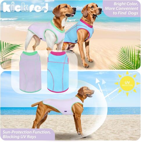 2 Pack Dog Summer Clothes Color Blocking Dogs' Shirts for Medium/Large Dogs Stretchable Cooling Vest Breathable Sun Protection Shirt Pet Tank Top Fashion & Bright Color for Boys and Girls in Saudi Arabia