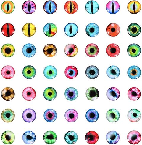 PATIKIL 14mm Dragon Eyes, 100 Pcs Round Glass Eyes Animals Crochet Eyes for Clay Doll Making Craft DIY Findings Jewelry Making, Multicolored in Saudi Arabia