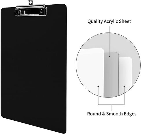 Custom Clipboard for Children and Adults Construction Personnel Students Unique Acrylic Customized Clipboards A4 Letter Sized Double-Sided Printing Clip Board Black 2 in Saudi Arabia