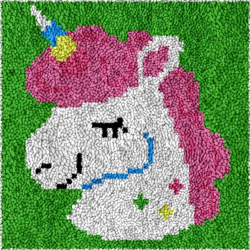 DL-YTG Latch Hook Kits Rug Unicorn Crochet Yarn Cushion Colour Pre-Printed Canvas Cover Rug Needlework DIY Hook and Latch Kit Christmas Home Decoration 30x30cm/12 X12in in Saudi Arabia