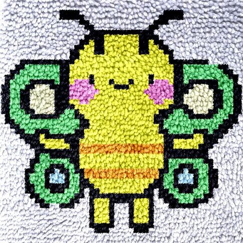 مجموعات خطاف Numptain Alatch للأطفال ، DIY Rug Crafts Cute Bee Pattern Color Print Printed ، مجموعات خطاف المزلاج للمبتدئين مصنوعة يدويًا الحرف اليدوية. in Kuwait