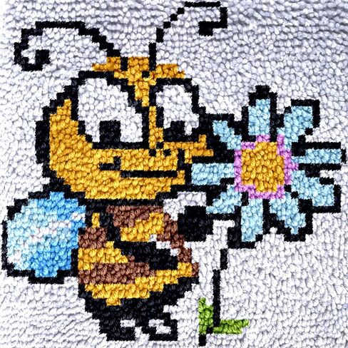 مجموعات خطاف Numptain Alatch للأطفال ، DIY Rug Crafts Cute Bee Pattern Color Print Printed ، مجموعات خطاف المزلاج للمبتدئين مصنوعة يدويًا الحرف اليدوية. in Kuwait