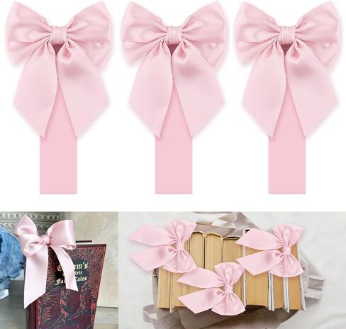 Pink Satin Bow Bookmark Anniversary Coquete Book Mark Mini White Satin Ribbon Bows Appliques Bowknot for Book Lovers Crafting Sewing in Saudi Arabia