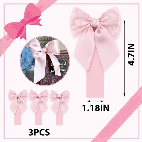 Pink Satin Bow Bookmark Anniversary Coquete Book Mark Mini White Satin Ribbon Bows Appliques Bowknot for Book Lovers Crafting Sewing in Saudi Arabia