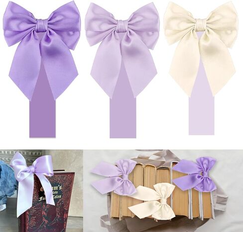 Pink Satin Bow Bookmark Anniversary Coquete Book Mark Mini White Satin Ribbon Bows Appliques Bowknot for Book Lovers Crafting Sewing in Saudi Arabia