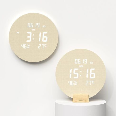 mooas Moodlight Dual Mirror Clock, 7 Color nightlight, 2 LED Colors (White/Orange), Adjustable LED Brightness, 12/24H Mode, Temperature Display, Alarm & Snooze, LED Clock with Remote Control in Kuwait