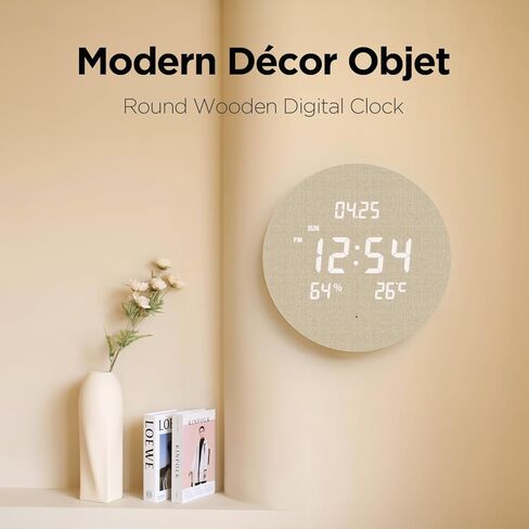 mooas Moodlight Dual Mirror Clock, 7 Color nightlight, 2 LED Colors (White/Orange), Adjustable LED Brightness, 12/24H Mode, Temperature Display, Alarm & Snooze, LED Clock with Remote Control in Kuwait