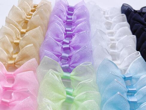 80pcs Mesh Lace Chiffon Bows 2" Mini Tulle Pre-Tied Premade Bows with Twist Ties Pink Gift Bows for Christmas Tree Wedding Decor Party Favors Gender Reveal Treat Bags (8colors-80pcs) in Saudi Arabia