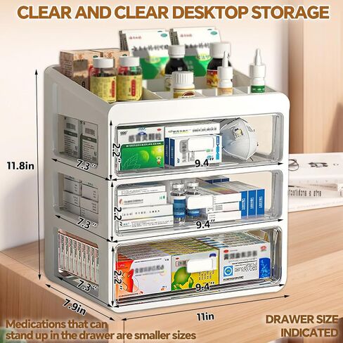 Medicine Organizer-Multidrawer Plastic Storage Box,Neat and Orderly Storage Stationery,Office Items,Easy Access,Family Article Organizer,Medications Storage(Green-Tall Drawers-4 Layer) in Saudi Arabia