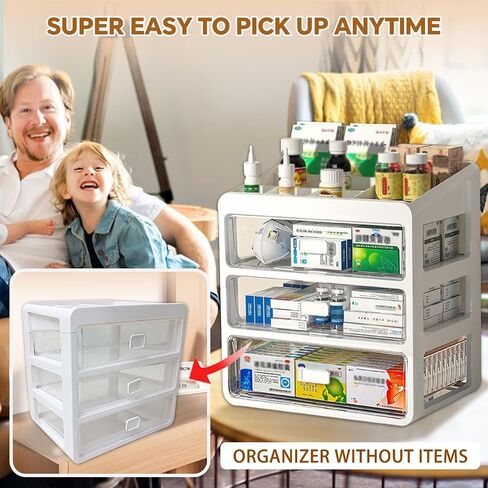 Medicine Organizer-Multidrawer Plastic Storage Box,Neat and Orderly Storage Stationery,Office Items,Easy Access,Family Article Organizer,Medications Storage(Green-Tall Drawers-4 Layer) in Saudi Arabia