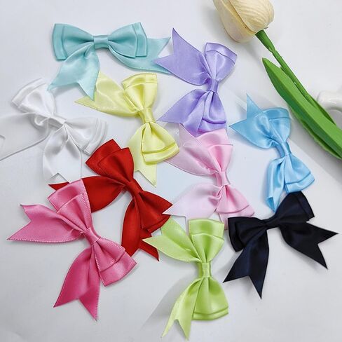 80pcs Mesh Lace Chiffon Bows 2" Mini Tulle Pre-Tied Premade Bows with Twist Ties Pink Gift Bows for Christmas Tree Wedding Decor Party Favors Gender Reveal Treat Bags (8colors-80pcs) in Kuwait