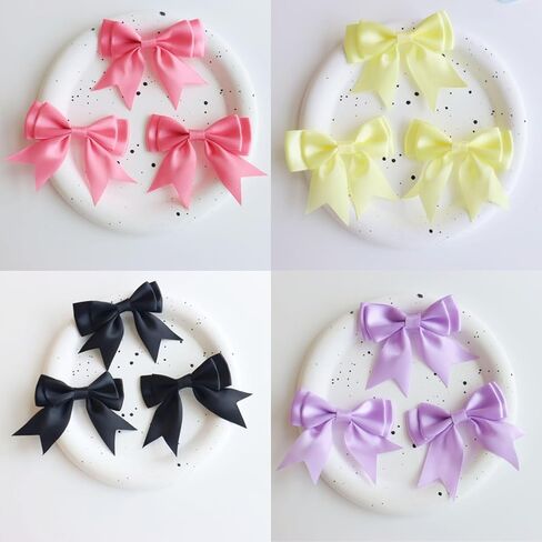 80pcs Mesh Lace Chiffon Bows 2" Mini Tulle Pre-Tied Premade Bows with Twist Ties Pink Gift Bows for Christmas Tree Wedding Decor Party Favors Gender Reveal Treat Bags (8colors-80pcs) in Kuwait