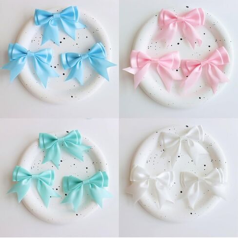 80pcs Mesh Lace Chiffon Bows 2" Mini Tulle Pre-Tied Premade Bows with Twist Ties Pink Gift Bows for Christmas Tree Wedding Decor Party Favors Gender Reveal Treat Bags (8colors-80pcs) in Kuwait