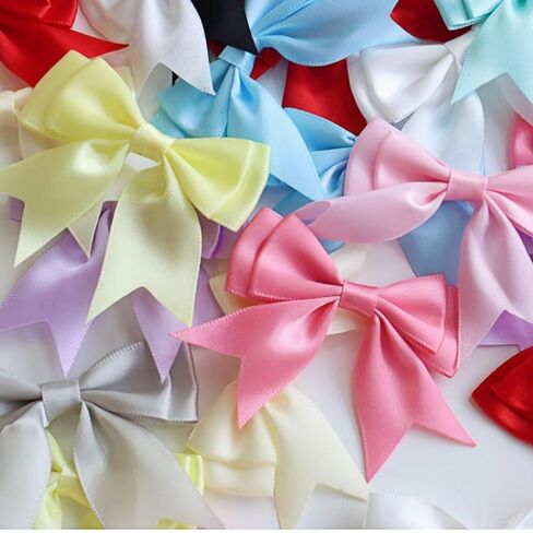 80pcs Mesh Lace Chiffon Bows 2" Mini Tulle Pre-Tied Premade Bows with Twist Ties Pink Gift Bows for Christmas Tree Wedding Decor Party Favors Gender Reveal Treat Bags (8colors-80pcs) in Kuwait