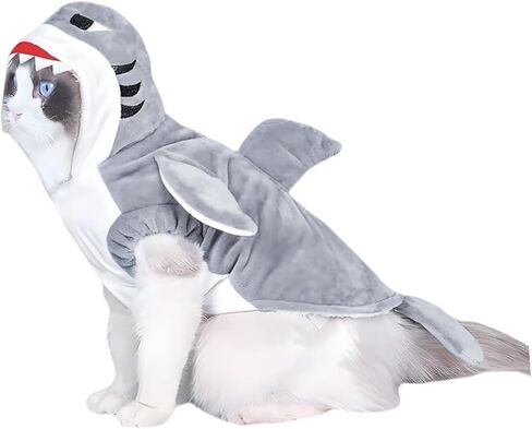 Cat Shark Assume - Dog Halloween Comple Winter Pet Hoodie Holiday Cospaly Coatp for Cats and Small Mediance Pets (Gray ، XS) in Kuwait