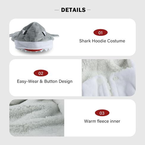 Cat Shark Assume - Dog Halloween Comple Winter Pet Hoodie Holiday Cospaly Coatp for Cats and Small Mediance Pets (Gray ، XS) in Kuwait