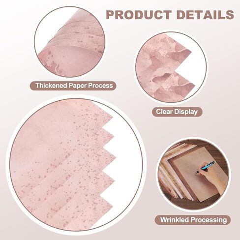 MECCANIXITY 50 Sheets Vintage Paper, Parchment Standard Printer Paper Double-sided Old Aged Sheet with Tea-Stains 11 x 8 Inch Light Brown for Scrapbooking, Gift Wrapping, Certificates in Saudi Arabia