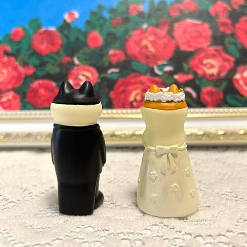 مجموعة التماثيل القط الزفاف - العريس المصغر والعروس ، هدايا زفاف رائعة لمحبي القط ، الديكور الكعكة في الذكرى السنوية ، ديكور تماثيل راتنج كيتي in Kuwait