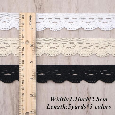 IDONGCAI Cotton Crochet Lace Ribbon for Crafts-Sewing Lace Trims-Crochet Lace Ribbon for Sewing 1.1'' 15 Yards (Beige) in Saudi Arabia