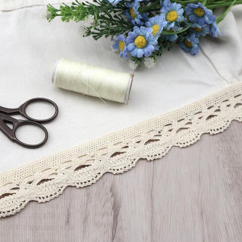 IDONGCAI Cotton Crochet Lace Ribbon for Crafts-Sewing Lace Trims-Crochet Lace Ribbon for Sewing 1.1'' 15 Yards (Beige) in Saudi Arabia